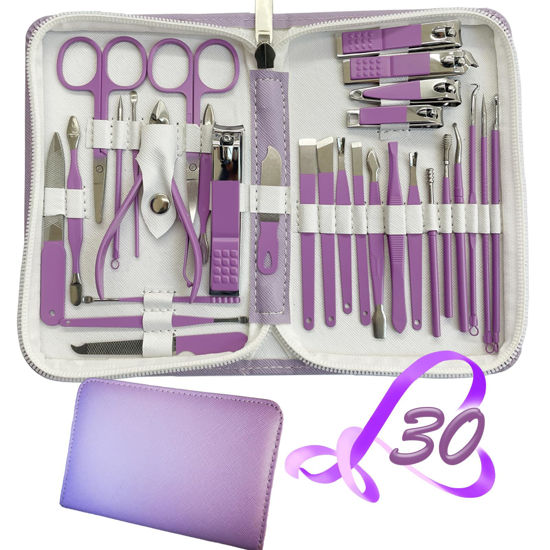 Picture of Manicure Set 30 in 1 Nail Clippers Set,Nail Manicure Kit for Women,RedFlow Toenail Clippers,Pedicure Kit,Pedicure Tools,Suitable for Travel Manicure Tools (Purple)