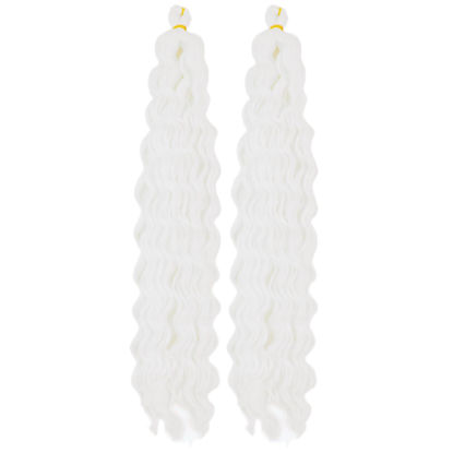 Picture of White Curly Braiding Hair Deep Wave Curly Braiding Hair for Boho Braids Crochet Braids Deep Wave 24 inch