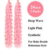 Picture of Light Pink Curly Braiding Hair Deep Wave Curly Braiding Hair for Boho Braids Crochet Braids Deep Wave 24 inch