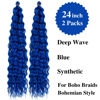 Picture of Blue Curly Braiding Hair Deep Wave Curly Braiding Hair for Boho Braids Crochet Braids Deep Wave 24 inch