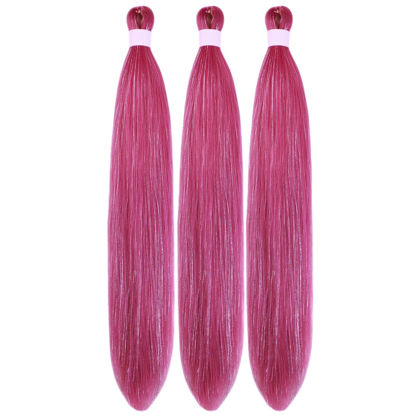 Picture of Gozill Dark Pink Braiding Hair Pre stretched Sparkle Tinsel Prestretched Braiding Hair Kids