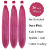 Picture of Gozill Dark Pink Braiding Hair Pre stretched Sparkle Tinsel Prestretched Braiding Hair Kids