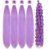 Picture of Gozill Light Purple Braiding Hair Pre stretched Lavender Boho Braids Kanekalon Prestretched Braiding Hair for Bohemian Hair Ez Braid Micro Braiding Hair Synthetic Curly Deep Wave Braids