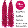 Picture of Hot Pink Curly Braiding Hair Deep Wave Curly Braiding Hair for Boho Braids Crochet Braids Deep Wave 24 inch