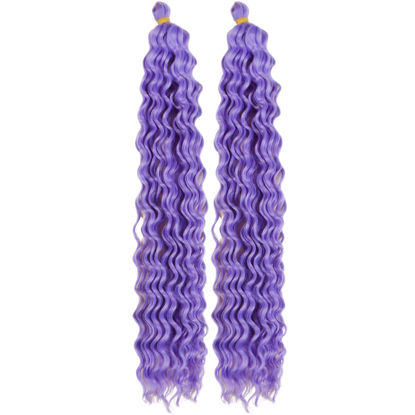 Picture of Light Purple Curly Braiding Hair Deep Wave Curly Braiding Hair for Boho Braids Crochet Braids Deep Wave 24 inch