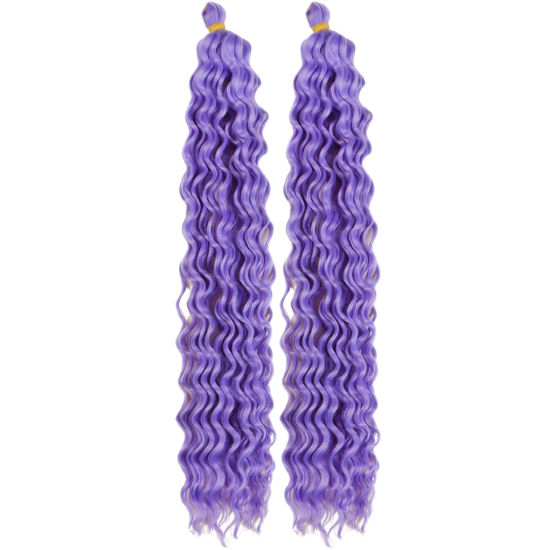 Picture of Light Purple Curly Braiding Hair Deep Wave Curly Braiding Hair for Boho Braids Crochet Braids Deep Wave 24 inch