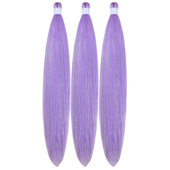 Picture of Gozill Braiding Hair Pre stretched Lavender Sparkle Tinsel Prestretched Braiding Hair Kanekalon Ez braid Braiding Hair 26 inch