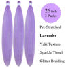 Picture of Gozill Braiding Hair Pre stretched Lavender Sparkle Tinsel Prestretched Braiding Hair Kanekalon Ez braid Braiding Hair 26 inch