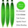 Picture of Gozill Neon Green Braiding Hair Pre stretched Sparkle Tinsel Prestretched Braiding Hair Kanekalon Ez braid Knotless Braiding Hair 26 inch