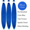 Picture of Gozill Blue Braiding Hair Pre stretched Sparkle Tinsel Prestretched Braiding Hair Ez braid Knotless Braiding Hair 26 inch