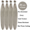 Picture of Gozill Silver Grey Braiding Hair Pre stretched Gray Boho Braids Kanekalon Prestretched Braiding Hair for Bohemian Hair Ez Braid Micro Braiding Hair Synthetic Curly Deep Wave Braids