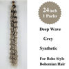 Picture of Gozill Silver Grey Braiding Hair Pre stretched Gray Boho Braids Kanekalon Prestretched Braiding Hair for Bohemian Hair Ez Braid Micro Braiding Hair Synthetic Curly Deep Wave Braids