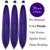 Picture of Gozill Purple Braiding Hair Pre stretched Sparkle Tinsel Prestretched Braiding Hair