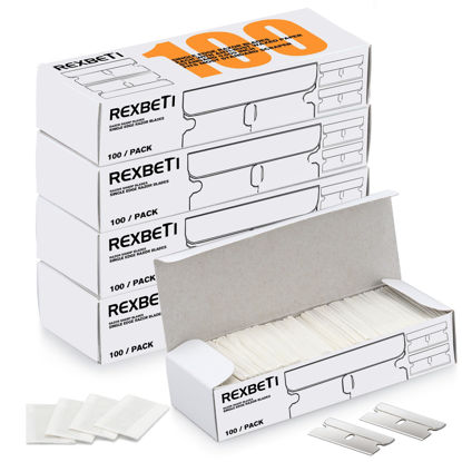 Picture of REXBETI 400PCS Single Edge Razor Blades, Industrial Scraper Razor Blades, One Edge Razor Blade, Replacement Box Cutter Blades, Suitable for Removing Labels, Decals, Stickers