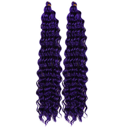 Picture of Purple Curly Braiding Hair Deep Wave Curly Braiding Hair for Boho Braids Crochet Braids Deep Wave 24 inch