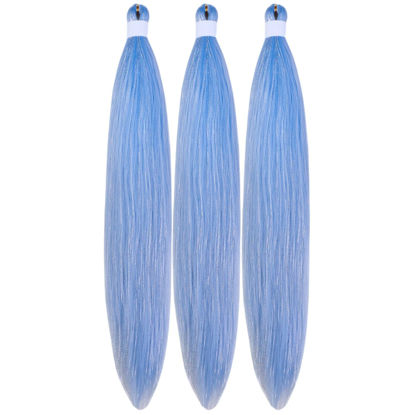 Picture of Gozill Sky Blue Braiding Hair Pre stretched Sparkle Tinsel Prestretched Braiding Hair Ez braid Hypoallergenic Braiding Hair 26 inch