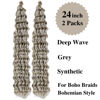 Picture of Silver Grey Curly Braiding Hair Deep Wave Curly Braiding Hair for Boho Braids Crochet Braids Deep Wave 24 inch