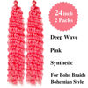 Picture of Pink Curly Braiding Hair Deep Wave Curly Braiding Hair for Boho Braids Crochet Braids Deep Wave 24 inch
