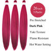 Picture of Gozill Red Braiding Hair Pre stretched Dark Pink Kanekalon Prestretched Braiding Hair Ez Braid Knotless Hypoallergenic Colored Braiding Hair 26 inch