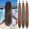Picture of Gozill Ash Brown Braiding Hair Pre Stretched Kanekalon Braiding Hair Extension 30 Inch Long Synthetic Fake Hair for Braiding