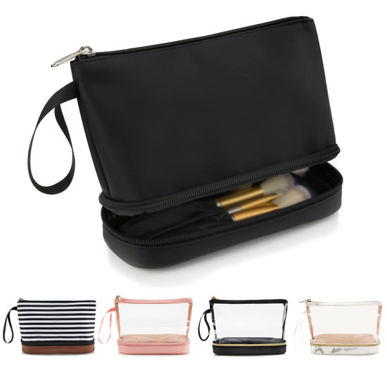 Picture of Ethereal Makeup Bag for Purse, Small Travel Makeup Organizer Bag for Women Daily Double Layer Cosmetic Bag Portable Makeup Brush Bags