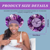 Picture of 4PCS Silk Bonnet for Sleeping,Satin Bonnets Hair Wrap Cap for Black Women Men for Curly Hair,Elastic Wide Band Hair Bonnet Print Shower Cap for Sleeping (Black & Wine Red & Purple & Leopard Pattern)