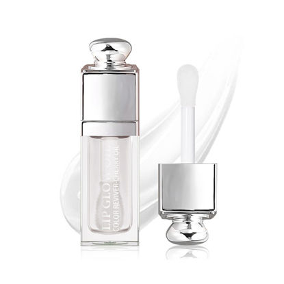 Picture of Hydrating Lip Glow Oil, Lip Oil Gloss Transparent Toot Tinted Nourishing Long Lasting Repairing Lightening Lip Lines (CLEAR) 0.2 OZ