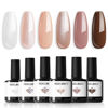 Picture of modelones Gel Nail Polish Set, 6 Colors Nude Hema Free Gel Polish Skin Tone Neutral Brown Pink Glitter Shimmer Nude Nail Polish Starter Kit Soak Off All Season Manicure DIY Salon Gift