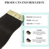 Picture of DOORES Tape in Hair Extensions Natural Black 14 Inch 20pcs 50g Remy Human Hair Extensions Tape in Seamless Real Hair Extensions Straight Tape in Natural Hair