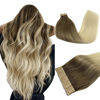 Picture of DOORES Hair Extensions Tape in Human Hair Ombre Ash Brown to Platinum Blonde 16 Inch 50g 20pcs Tape in Human Hair Extensions Natural Remy Hair Extensions Straight Skin Weft