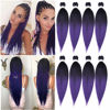 Picture of Pre-Stretched Braiding Hair Extension Professional Crochet Braiding Hair 26''-8 Packs Hot Water Setting Perm Yaki Synthetic Hair for Twist Braids Ombre Black to Purple(26inch,#1B/Purple)