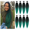 Picture of Pre-Stretched Braiding Hair Extensions Ombre Black to Green - 26 inch 8 Packs Synthetic Crochet Braids, Hot Water Setting Professional Soft Yaki Texture (26inch,#1B/Green)