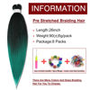 Picture of Pre-Stretched Braiding Hair Extensions Ombre Black to Green - 26 inch 8 Packs Synthetic Crochet Braids, Hot Water Setting Professional Soft Yaki Texture (26inch,#1B/Green)