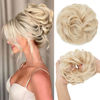 Picture of CJL HAIR Large Messy Bun Hair Piece Wavy Curly Scrunchies Synthetic Chignon Ponytail Hair Extensions Thick Updo Hairpieces for Women Light Champagne