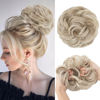 Picture of CJL HAIR Large Messy Bun Hair Piece Wavy Curly Scrunchies Synthetic Chignon Ponytail Hair Extensions Thick Updo Hairpieces for Women Ivory Grey