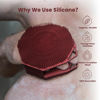 Picture of iTokGoK® Silver-Infused Double-Sided Design 2-in-1 Silicone Body Scrubber for Men and Women,Body Buffer Scrubber for Sensitive Skin, Ergonomic No-Slip Handle, Long-Lasting & Easy to Clean - Burgundy
