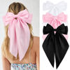 Picture of Velscrun Hair Bows for Women Girls 3Pcs White Pink Black Silky Satin Large Bows Hair Clip Oversized Hair Ribbons Long Tail Big Hair Bows Accessories