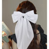 Picture of Velscrun Hair Bows for Women Girls 3Pcs White Pink Black Silky Satin Large Bows Hair Clip Oversized Hair Ribbons Long Tail Big Hair Bows Accessories