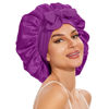 Picture of Satin Bonnet for Sleeping, Silk Bonnet for Sleeping Women, Double-layer Satin Bonnet with Tie Band Purple
