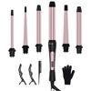 Picture of 6 in 1 Curling Iron, 6 Interchangeable PTC Ceramic Barrels (0.35"-1.25"), Curling Wand Set for Long/Short Hair, 2 Temp Heating Setting, Contain Comb & Protective Glove & 2 Clips