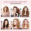 Picture of 6 in 1 Curling Iron, 6 Interchangeable PTC Ceramic Barrels (0.35"-1.25"), Curling Wand Set for Long/Short Hair, 2 Temp Heating Setting, Contain Comb & Protective Glove & 2 Clips