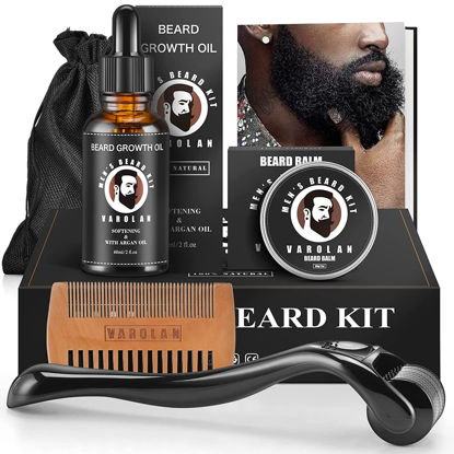 Picture of Varolan Beard Growth and Grooming Kit - Growth Oil (2Oz), Balm, Comb, E-book, Storage Bag, Mustache Mens Gift Set for Him