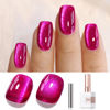 Picture of Double Rhythm 15ML Ice Glass Cat Eye Gel Polish with Magnet Holographic Glitter Shimmer Translucent Sheer Color Salon Soak Off Magnetic Nail at Home (Purple Red-MC1072)