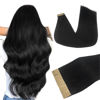 Picture of DOORES Hair Extensions Tape in Hair Extensions, Jet Black 14 Inch 50g 20pcs, Tape in Hair Extensions Human Hair Remy Hair Extensions Straight Natural Hair Extensions