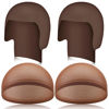 Picture of WILLBOND 4 Pcs Halloween Bald Caps Makeup Latex Bald Head Wig Cap Bald Hat Costume Accessories for Adults(Dark Brown,Classic Style)