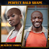 Picture of WILLBOND 4 Pcs Halloween Bald Caps Makeup Latex Bald Head Wig Cap Bald Hat Costume Accessories for Adults(Dark Brown,Classic Style)