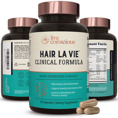 Picture of Hair La Vie Live Conscious Clinical Formula Hair Growth Vitamins for Women and Men w/Biotin 5000mcg, Collagen & Saw Palmetto (Pack of 1)
