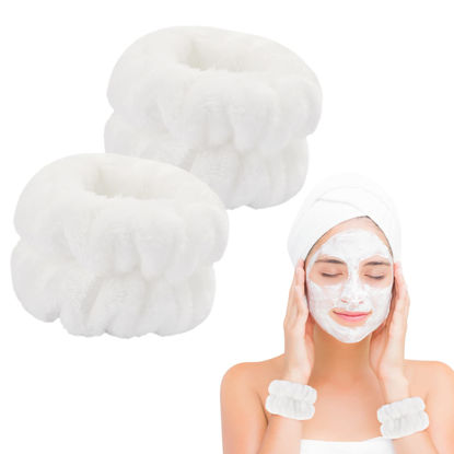 Picture of 2 Pcs Microfiber Wrist Towels - Dorbetar Spa Wristbands for Face, Arms, Body Washing (White, Woman and Children)