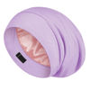 Picture of LULUSILK Mulberry Silk Lined Sleep Cap, No More Frizzy Tangled Hair, Stay On All Night Silk Hair Wrap for Sleeping with Adjustable Strap, Silk Bonnet for Women and Men, Lavender, Pack of 1
