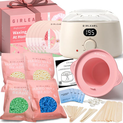 Picture of GIRLEARLE Premium Digital Waxing Kit for Women and Men, Wax Warmer Hair Removal at Home with Wax Beads & Silicone Pot, Target Different Types of Sensitive Skin Brazilian Bikini, Facial, Leg, Full body